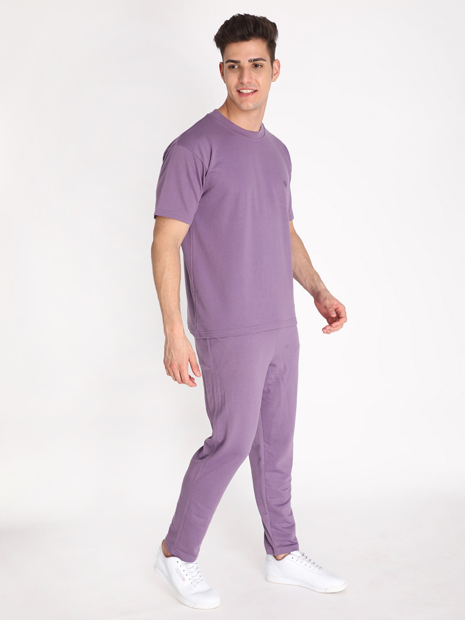 Chkokko Purple Loose Fit T-Shirt & Trackpants Set