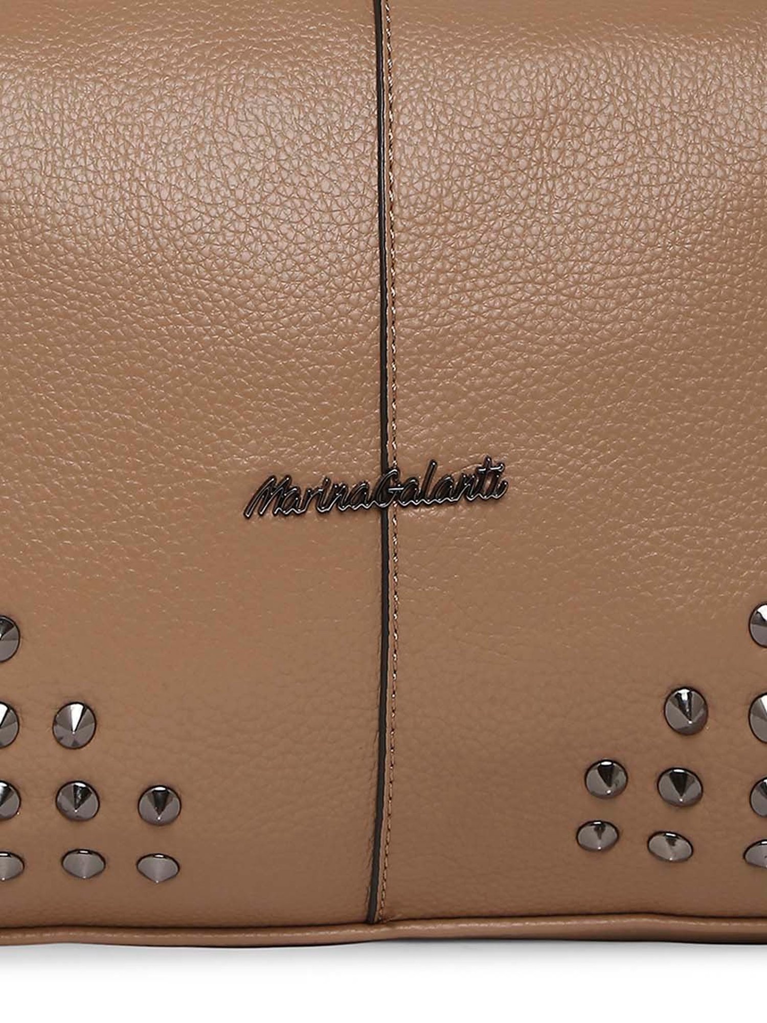 Marina Galanti Brown Rivets Medium Baguette Bag