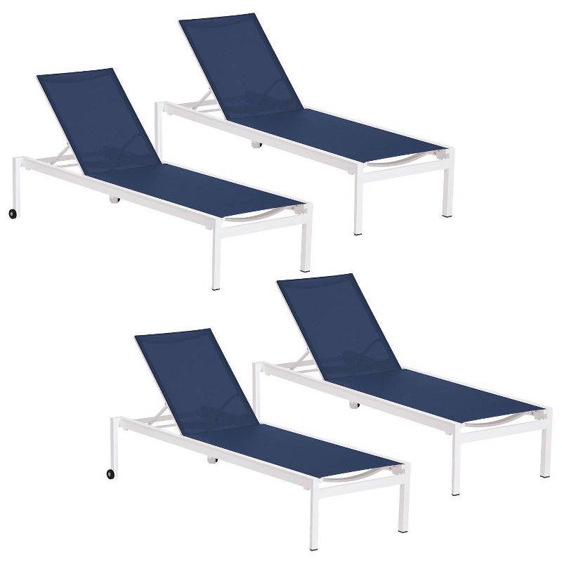 Ven 4pk Outdoor Chaise Lounges with Chalk Powder-Coated Aluminum Frame - Oxford Garden