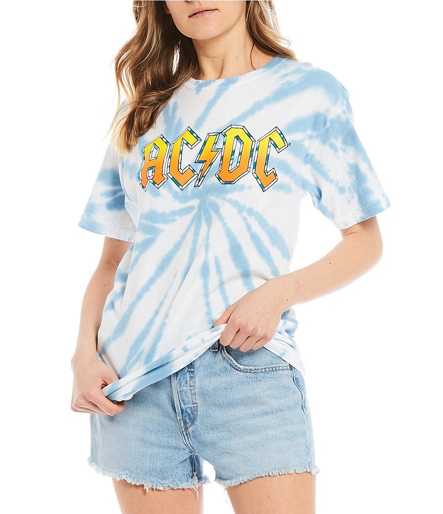 Junk Food Tie Dye AC/DC Short Sleeve Graphic Tee