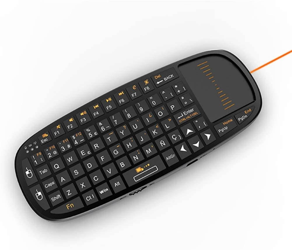 Rii Wireless Bluetooth 2.4GHz Keyboard Touchpad Laser Pointer for TV Box PC Games, Black (i10 BT)