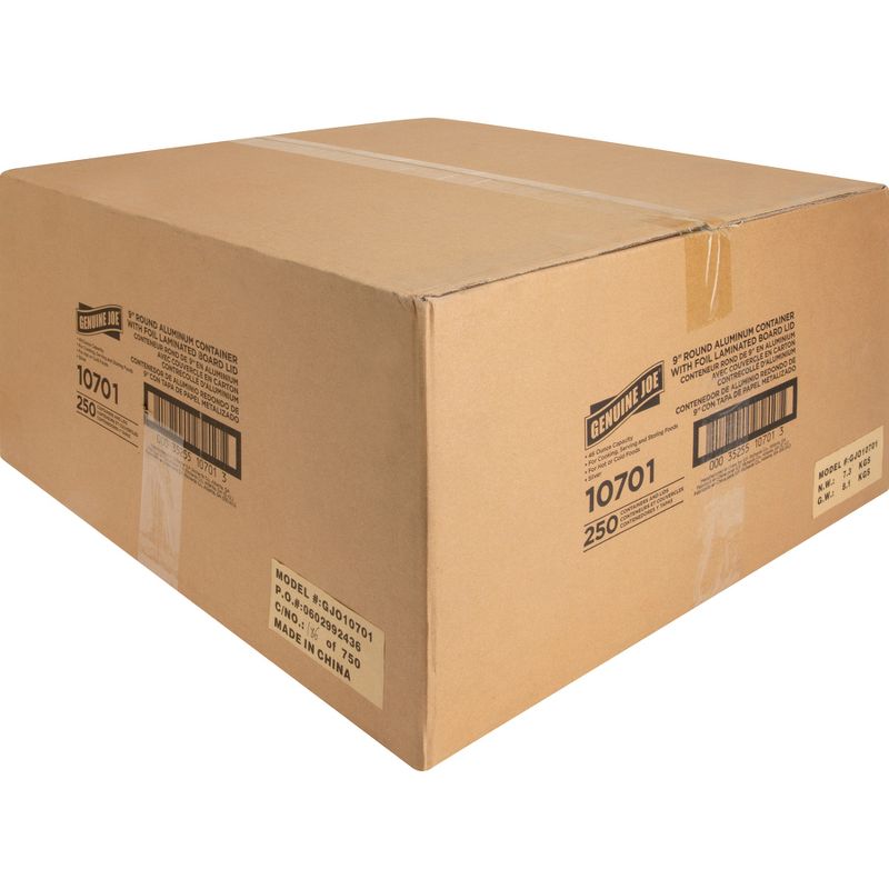 Genuine Joe Aluminum Round Food Container 9" 250/CT Silver 10701