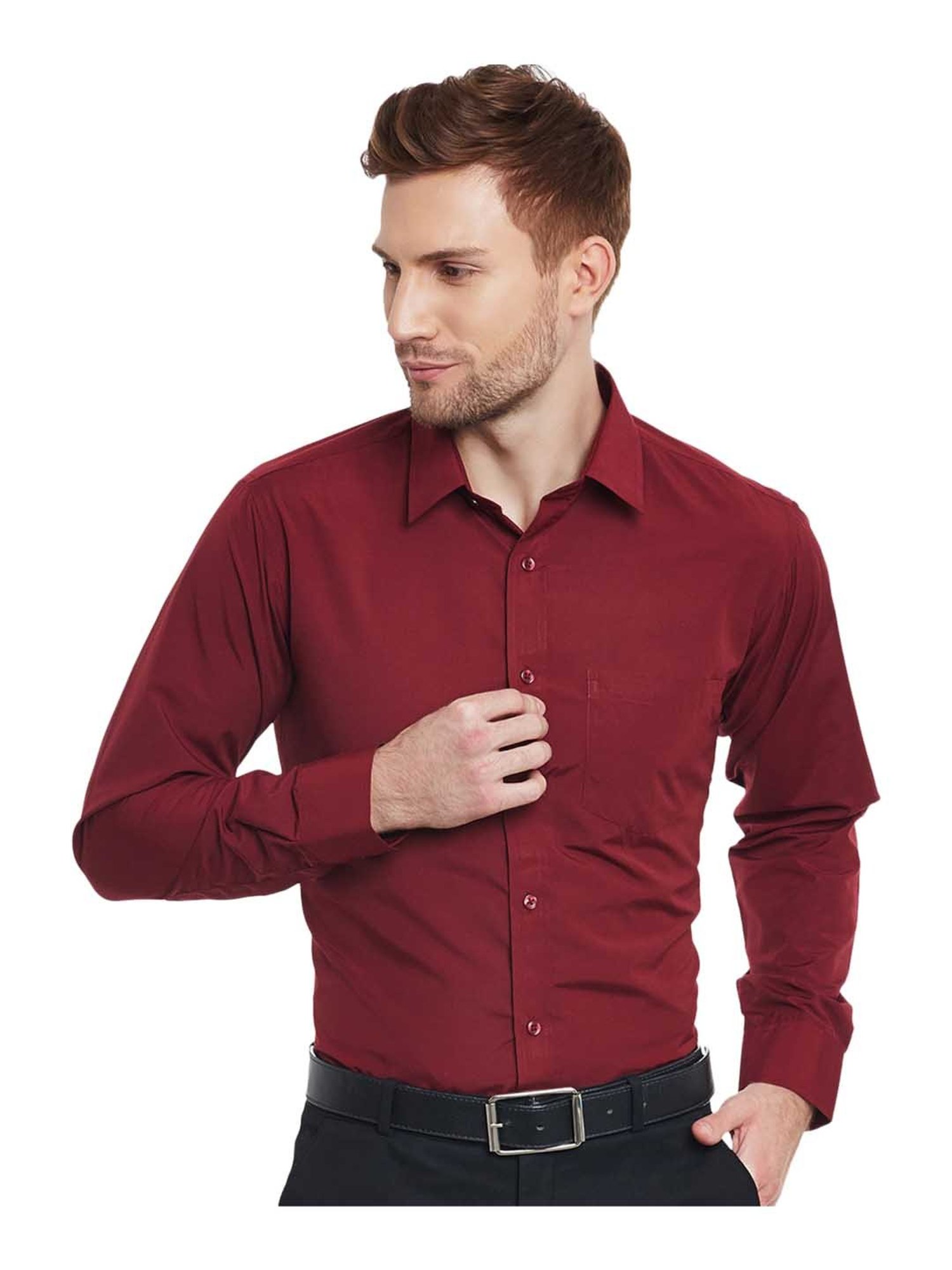 English Navy Maroon Slim Fit Shirt