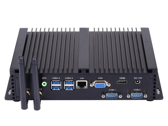 HUNSN Fanless Industrial PC, Mini Computer, Intel Core I5 7200U, Windows 10 Pro/Linux Ubuntu, IM03, AC WiFi/BT4.0/VGA/HDMI/LAN/2COM RS232/3USB2.0/4USB3.0,(16G RAM/128G SSD)