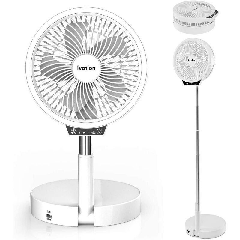 O2COOL Rechargeable Deluxe Necklace Fan with USB Cord Gray