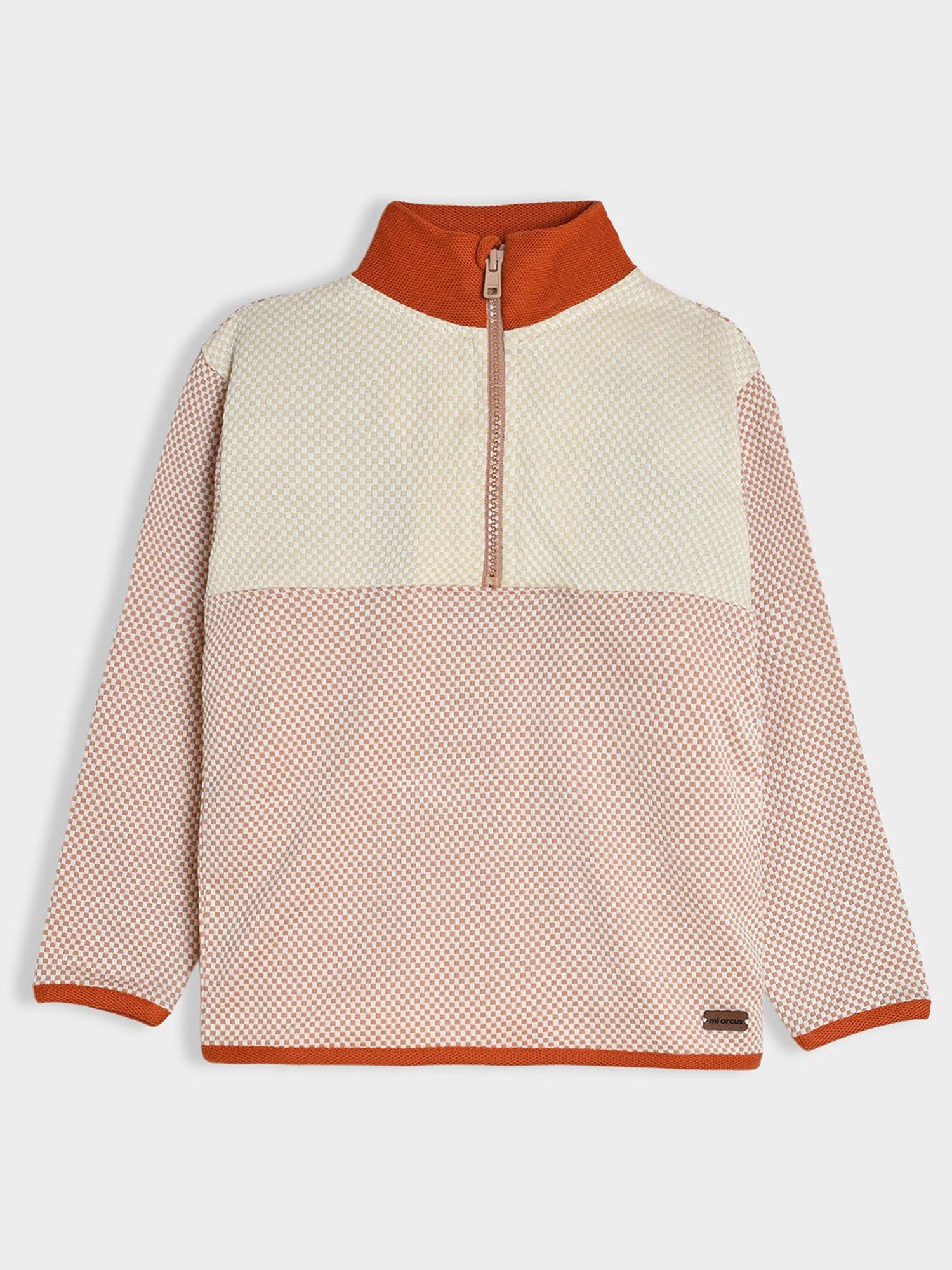 MiArcus Unisex Cream & Rust Printed Full Sleeves T-Shirt with Pyjamas