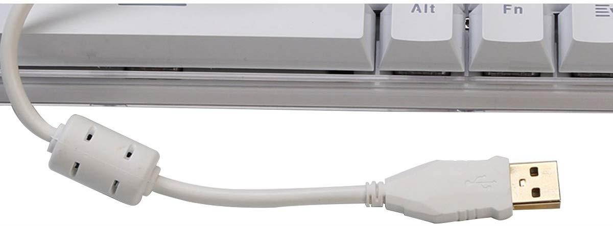 Happy Deals 20% Off Qisan Mechanical Keyboard Wired Gaming Keyboard Red Switch 100% Full Size 108 Keys GATERON Switch with White Backlight Case White Magicforce