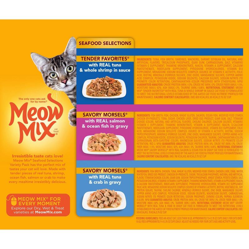 Meow Mix Seafood Selections Wet Cat Food - 2.75oz/24ct Variety Pack