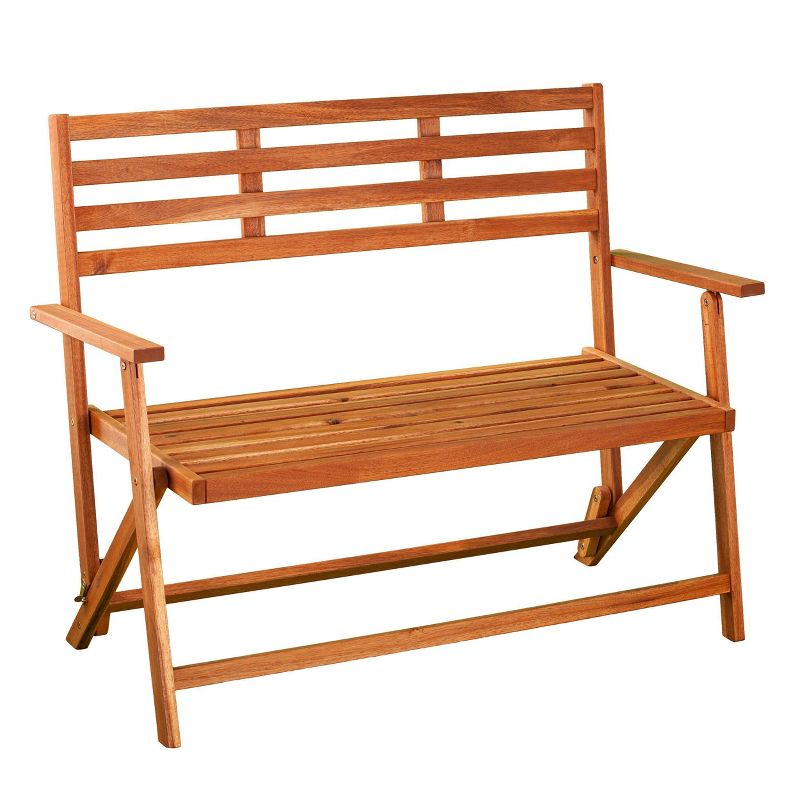 Wood Outdoor Bench in Natural Brown-Pemberly Row