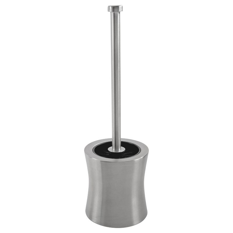 Hour Glass Shaped Stainless Steel Toilet Brush and Holder Silver - Bath Bliss
