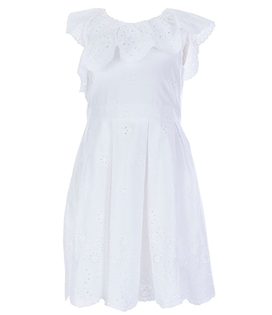 Little Angels by Us Angels Little Girls 2T-6X Ruffle-Trim Eyelet Fit-And-Flare Dress