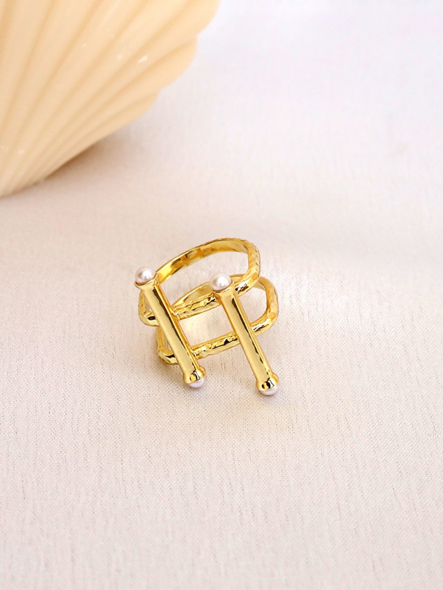 Perfectly Average Asymmetrical Pearl Ring