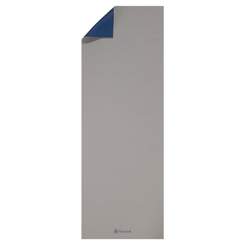 Gaiam 2 Color Premium Yoga Mat - Gray/Blue (6mm)