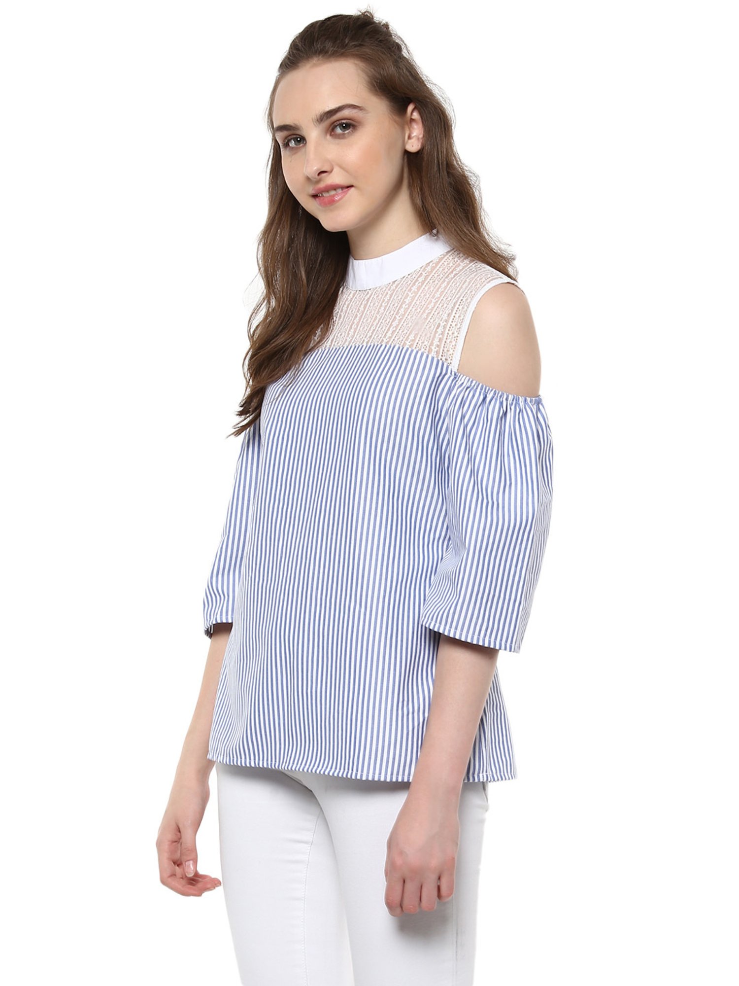 StyleStone Blue Striped A-Line Top