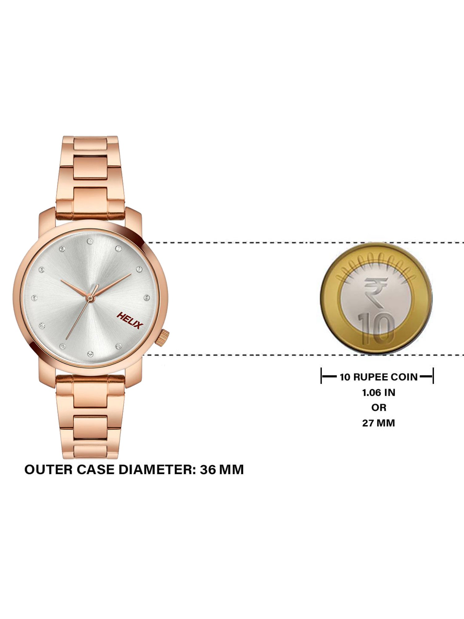 Helix By Timex Silver Round Dial Analog Stainless Steel Women Watch - TW032HL34