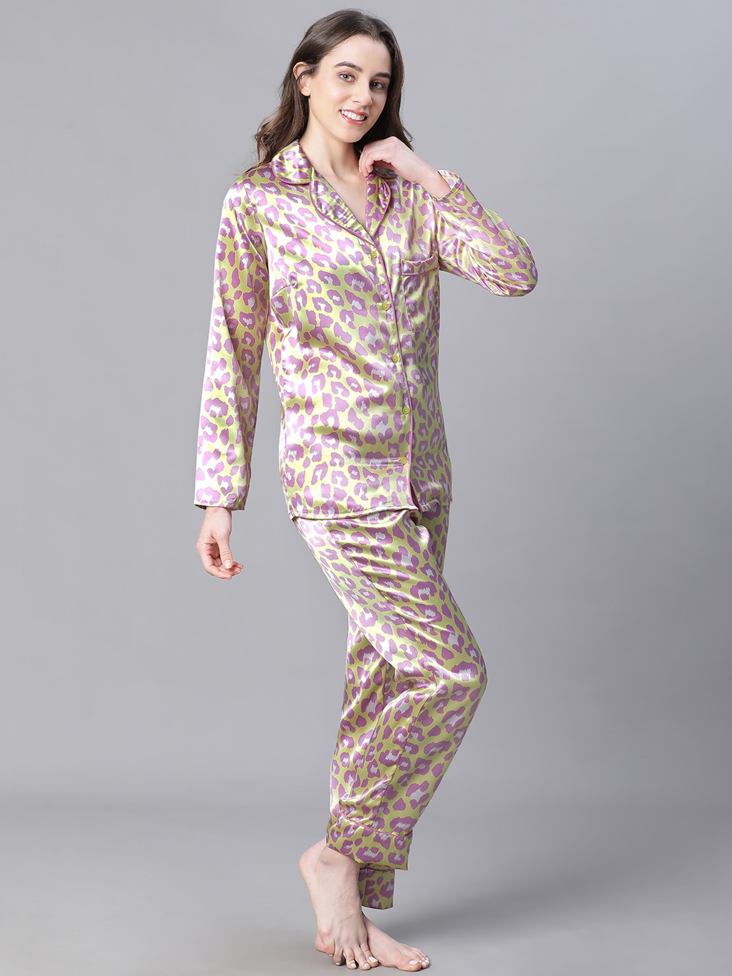 Oxolloxo Multicolor Satin Printed Pyjamas