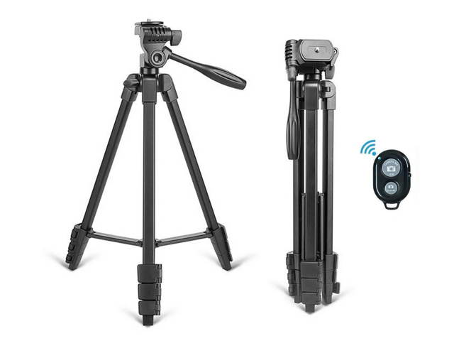 Portable Mobile Phone Tripod, 53-inch Tripod for iPhone, Mobile Phone Tripod with Mobile Phone Holder and Remote Shutter,Very Suitable for Selfie/Video Recording/Video/Live, Black, PH11