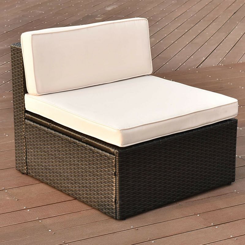 Costway 4 PCS Patio Rattan Wicker Furniture Sectional Seat Cushioned Sofa Garden Deck