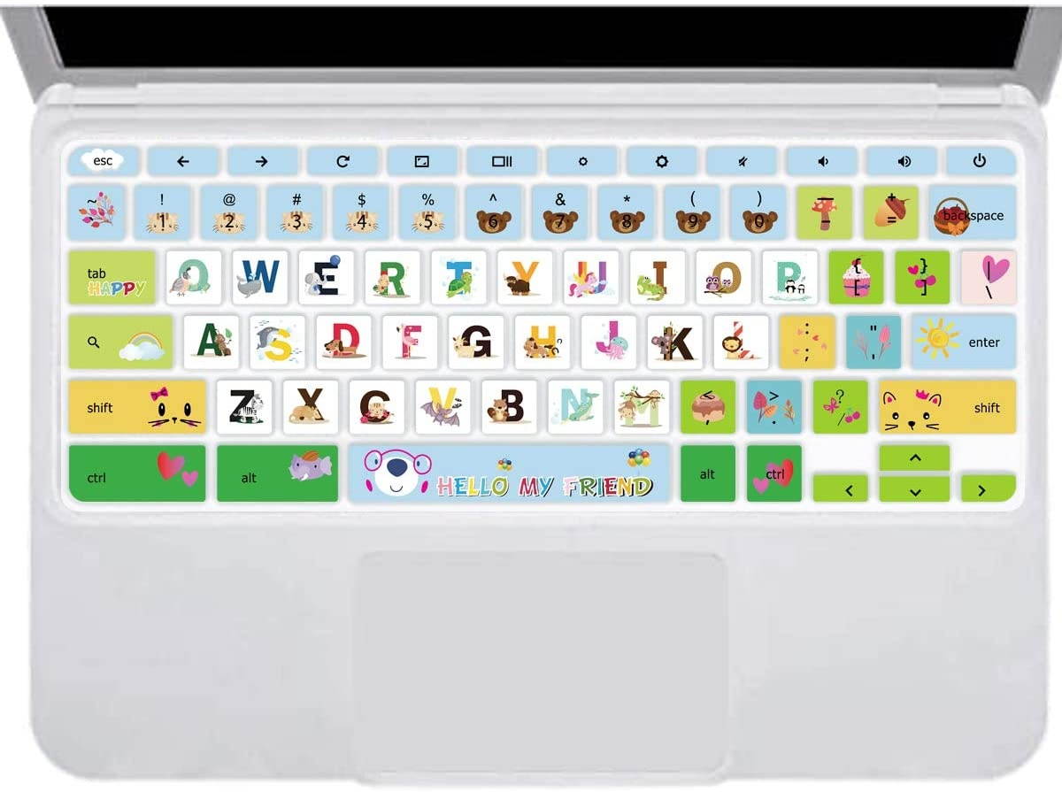 HRH Silicon Keyboard Cover for Lenovo Chromebook C330 11.6" 2019/2018 /ChromebookFlex 11 /Chromebook N20 N21 N22 N23 100e 300e 500e 11.6"/Chromebook N42 N42-20 14 inch,Cartoon Animal World