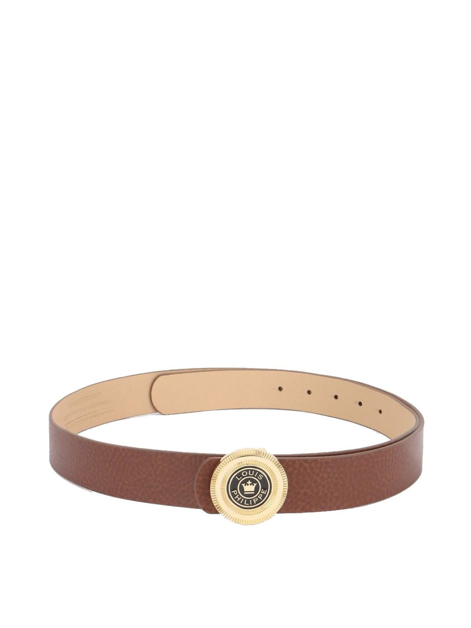 Louis Philippe Brown Leather Solid Waist Belt