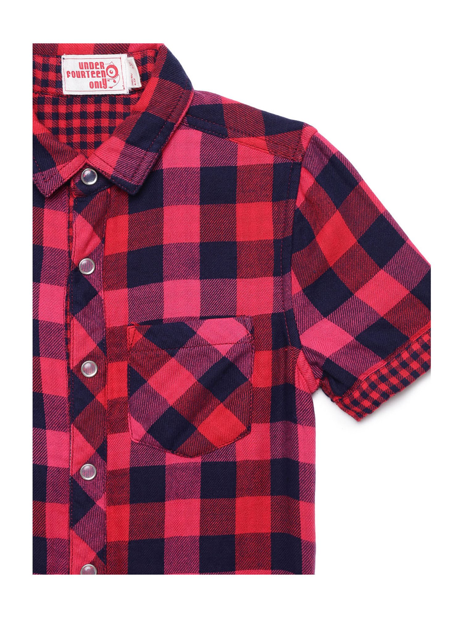 Under Fourteen Only Kids Multicolor Checks Reversible Shirt