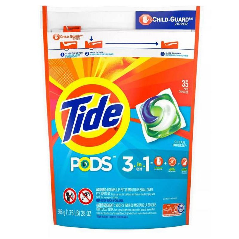 Tide Pods Clean Breeze Laundry Detergent Pacs, Downy Unstopables In-Wash Fresh Scented Booster Beads - Bundle
