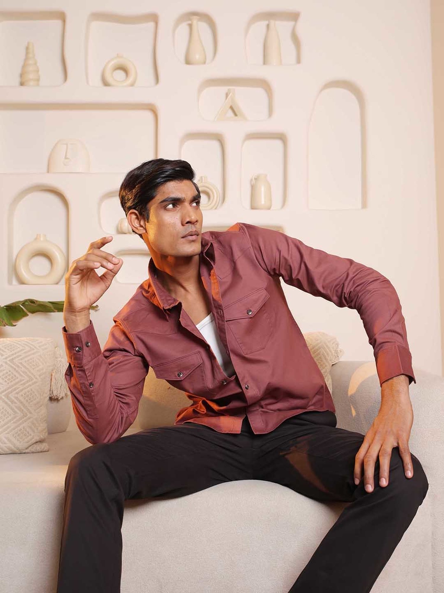 SUBTRACT Redwood Regular Fit Cotton Shirt