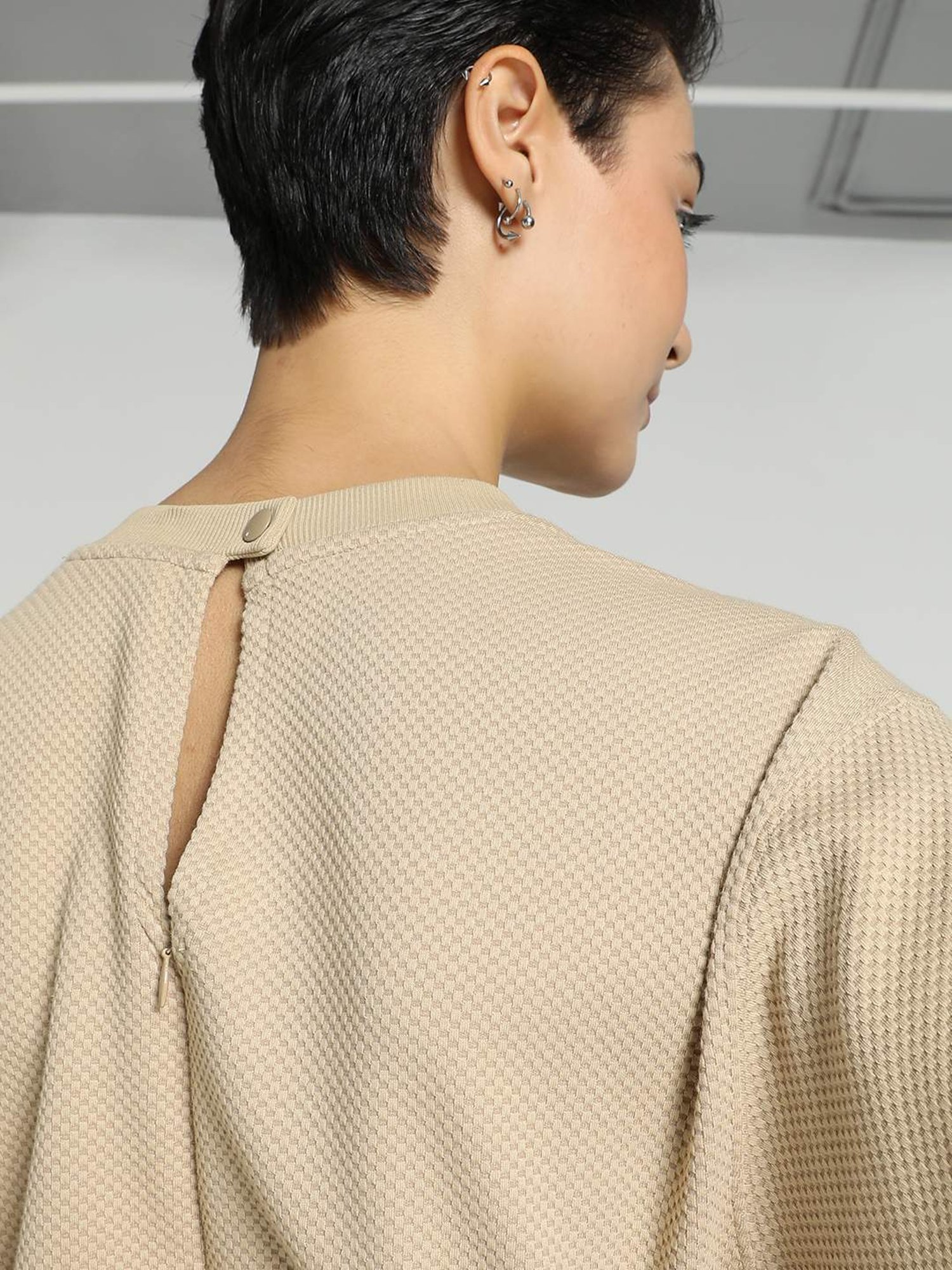 Puma Beige Self Pattern Playsuit