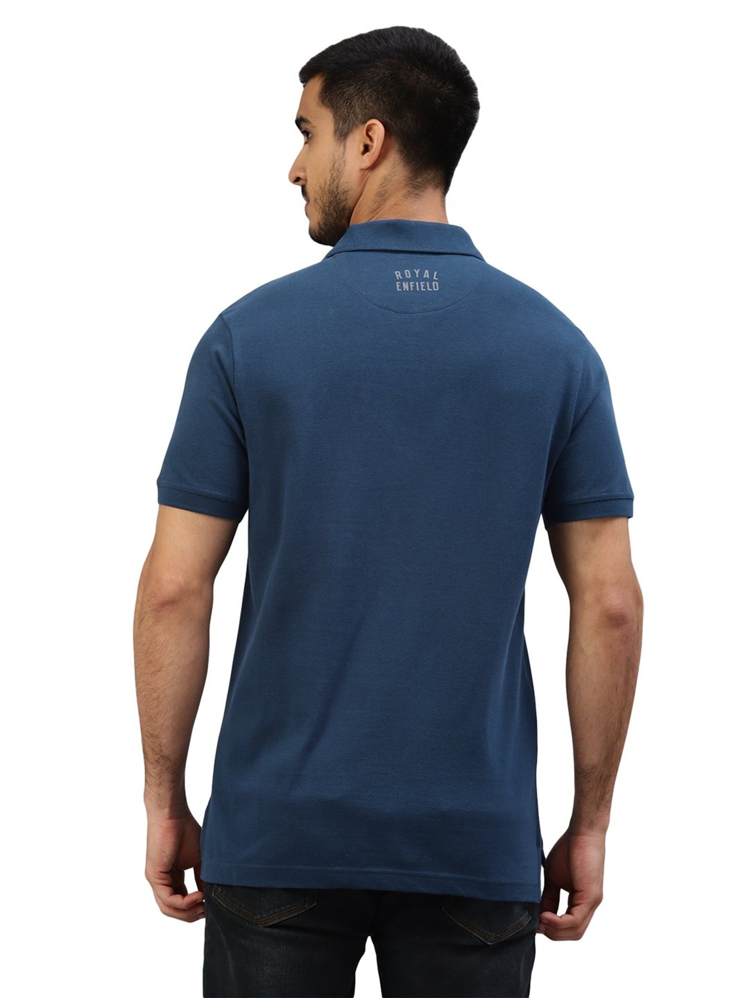 Royal Enfield Redditch Navy Regular Fit Logo Print Polo T-Shirt