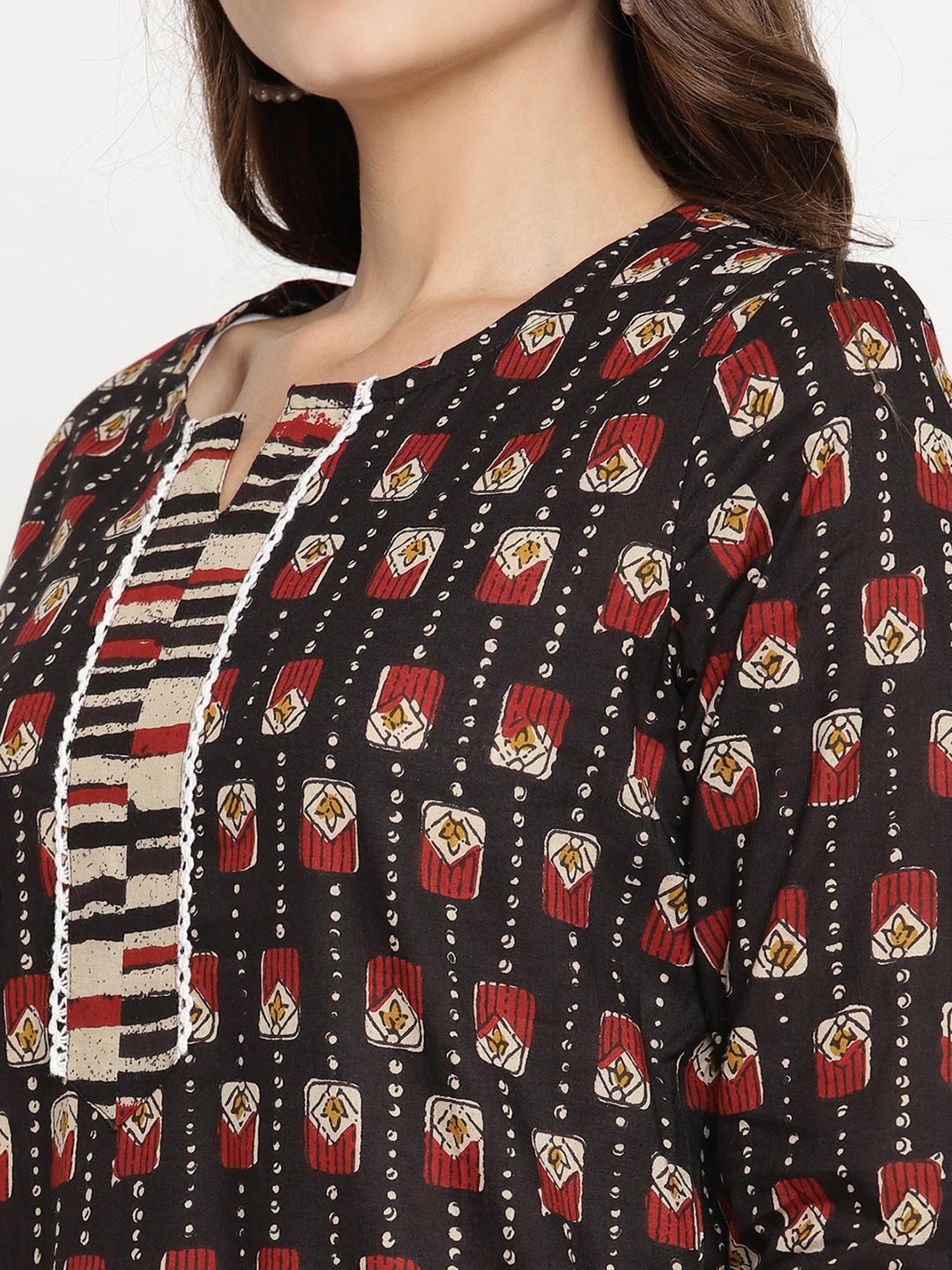 Sringam Black Printed Straight Kurta