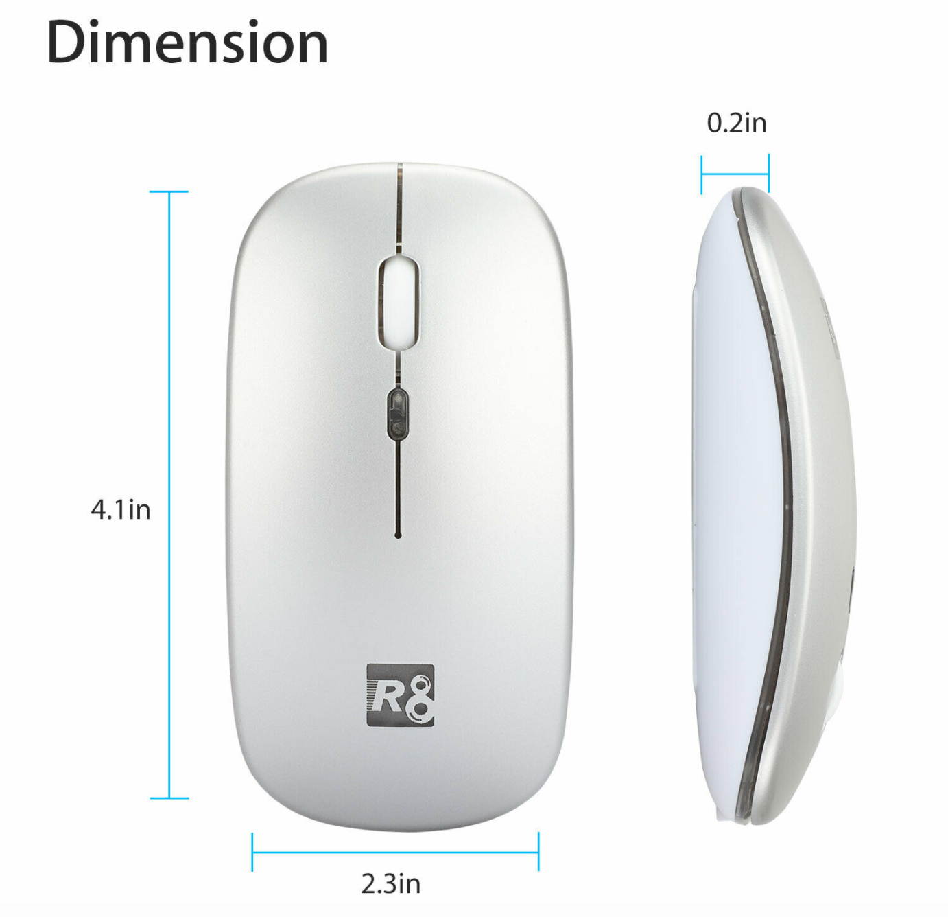 2.4GHz Wireless Mouse Optical Mice Rechargeable Cordless For Macbook Pro Laptop