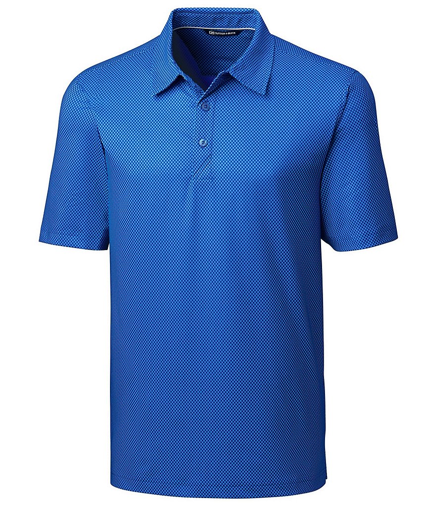 Cutter & Buck Big & Tall Pike Polo Mini Pennant Print Performance Stretch Short-Sleeve Polo Shirt