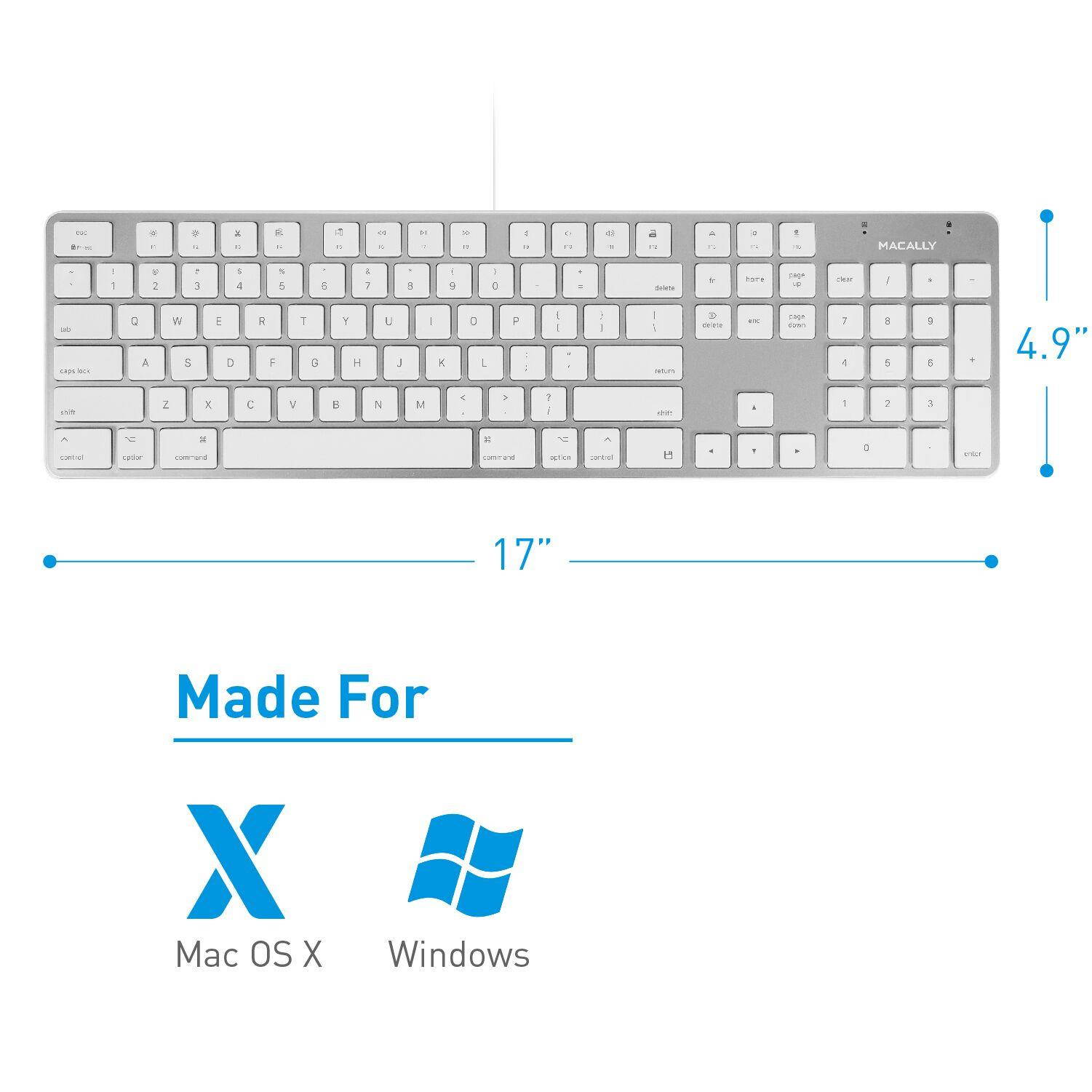 Macally SLIMKEYPROA Ultra-Slim USB Wired Space Keyboard - Gray