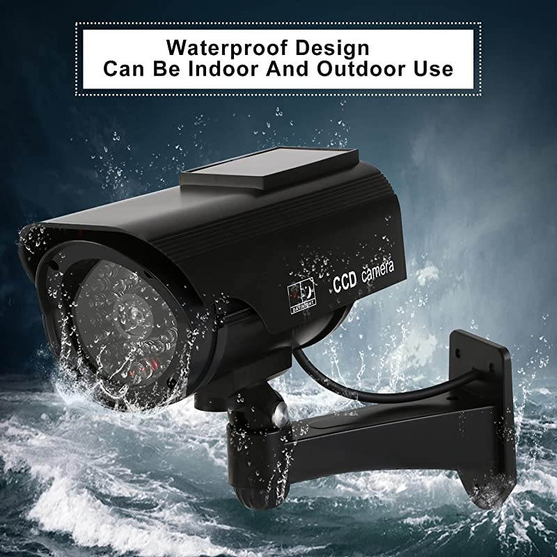 Fake Dummy Security Camera Solar Decoy Cameras Bullet Fake Surveillance Simulated CCTV for Home Outdoor Business Safety 4 Pack