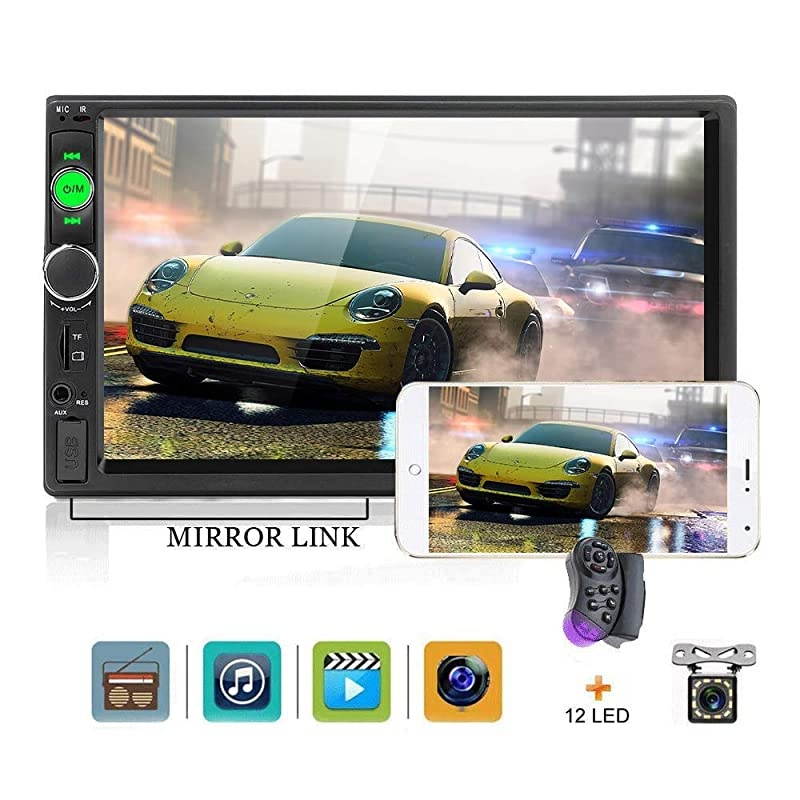 Din Car Stereo 2 Din Car Radio 7quot HD Touch Screen Car Radio Bluetooth Indash Car Radio USB TF USB AUX FM Mirror Link Car MP5 Multimedia Player 2din Autoradio12 LED Car Backup Camera