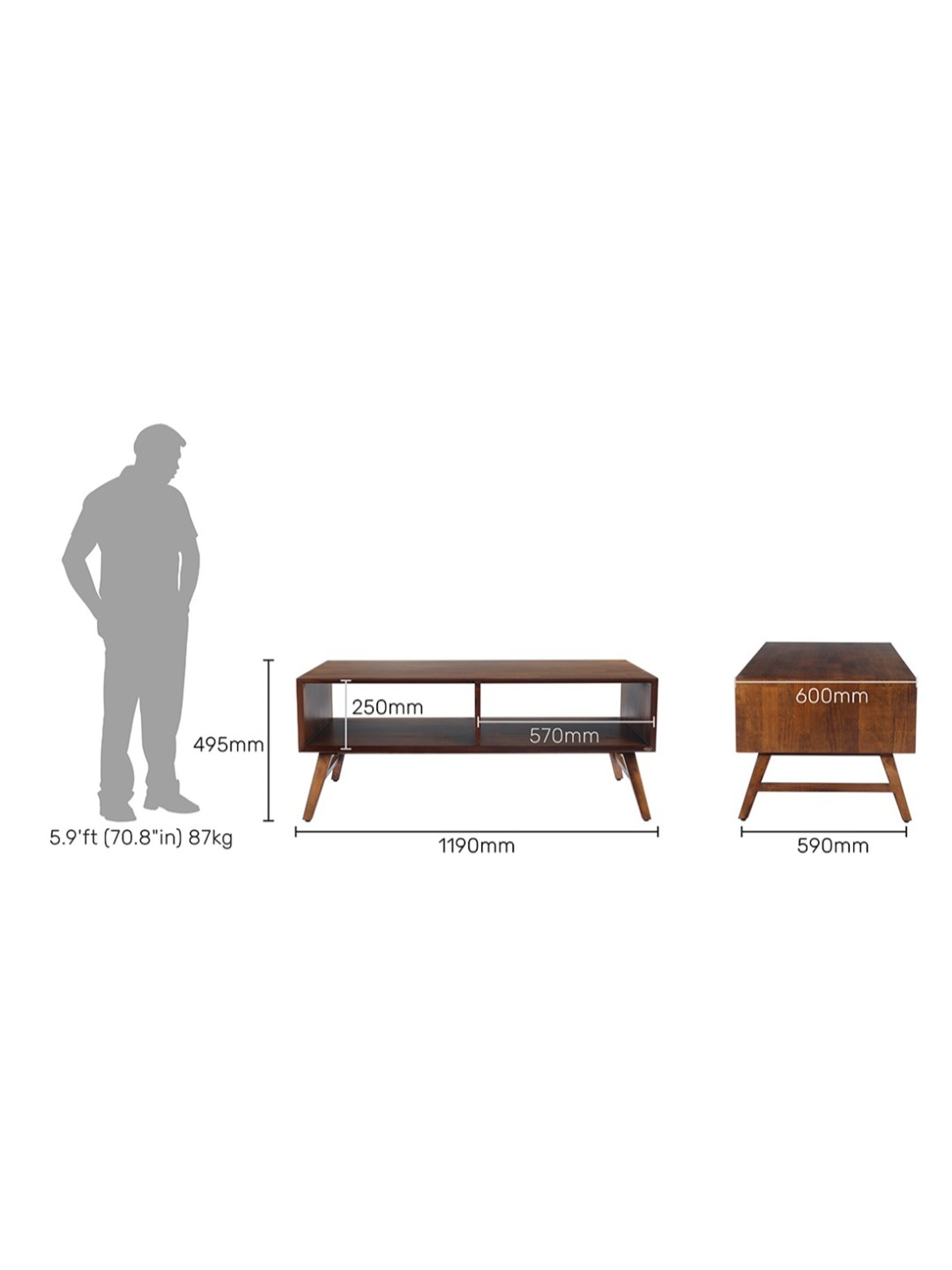 Durian Bassett Brown Solid Wood Coffee Table