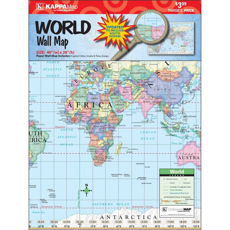 KappaMap 40" x 28" World Wall Map