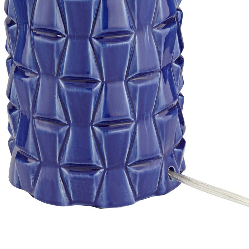 360 Lighting Rico Blue Ceramic Column Black Shade Table Lamps Set of 2