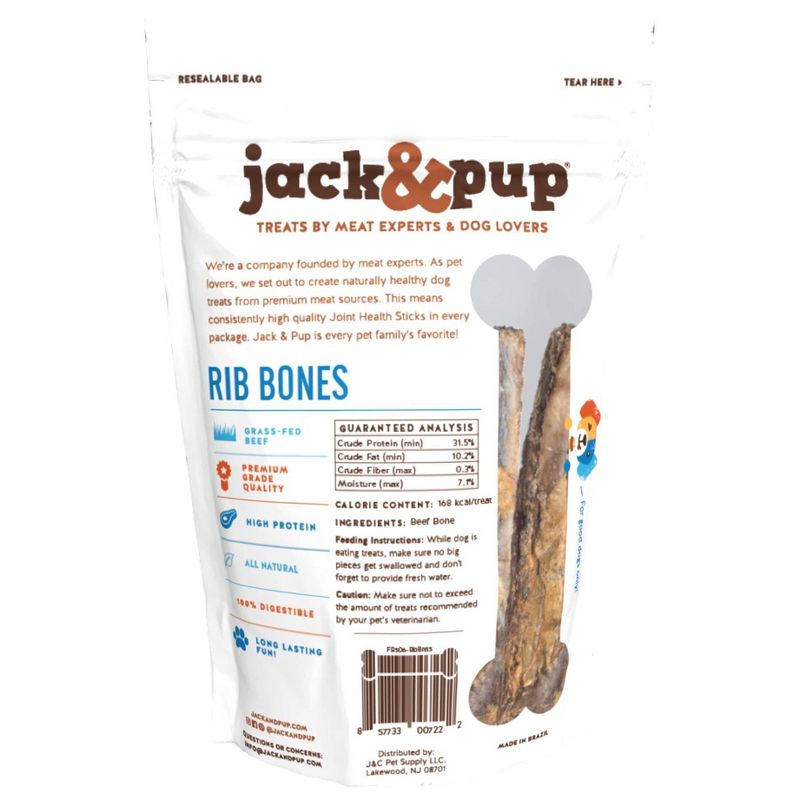 Jack&Pup Rib Bones Beef Dog Treats - 5ct