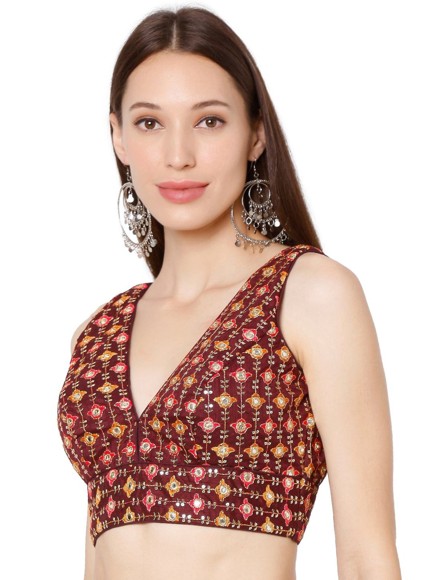 Salwar Studio Maroon Embroidered Blouse