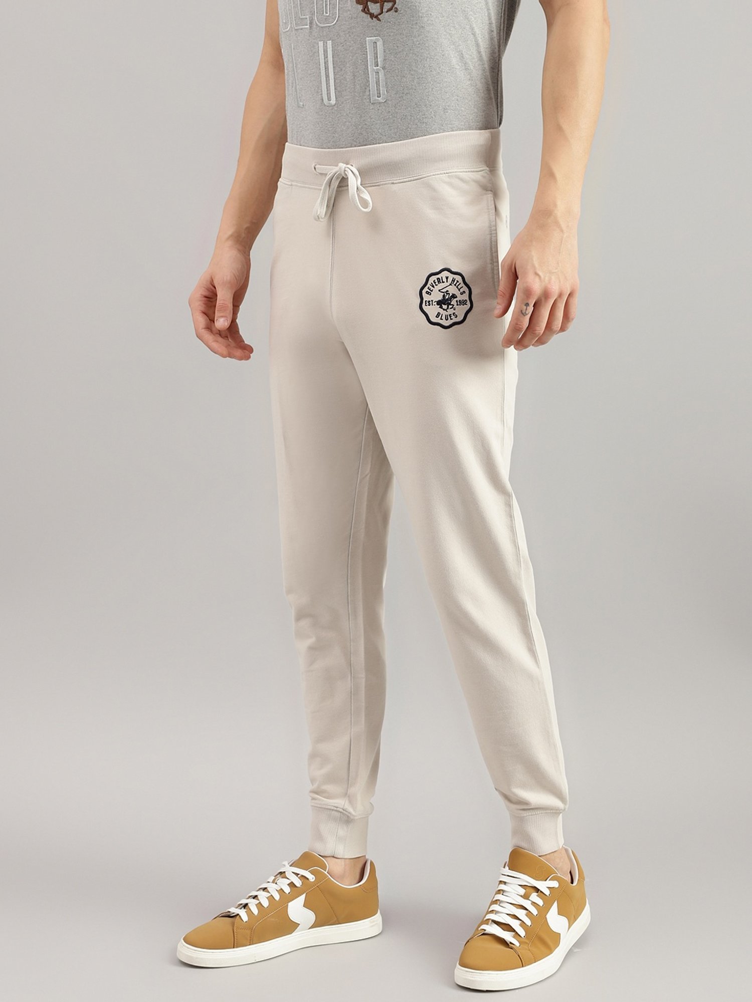 Beverly Hills Polo Club Light Grey Regular Fit Pure Cotton Joggers