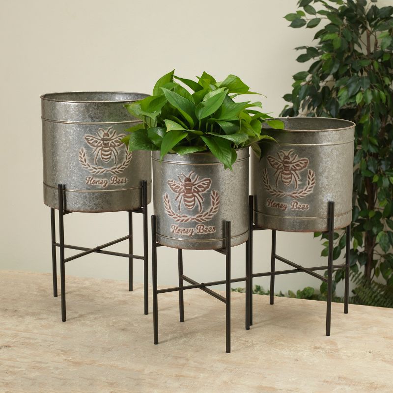 Set of 2 Planters with Stand Gold - CosmoLiving by Cosmopolitan