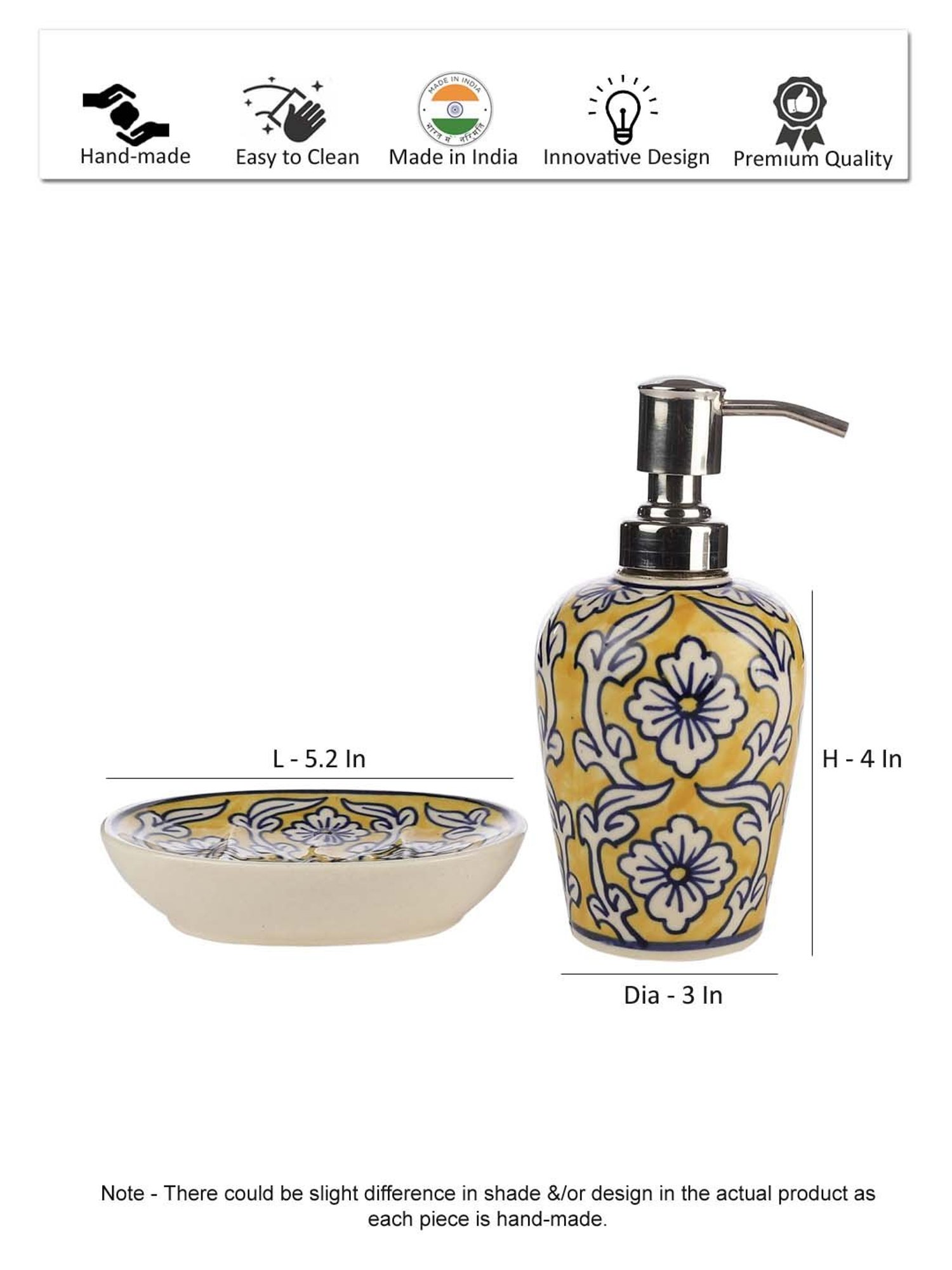 VarEesha Manohar Yellow & Navy Blue Ceramic Bath Accessories - Set of 2