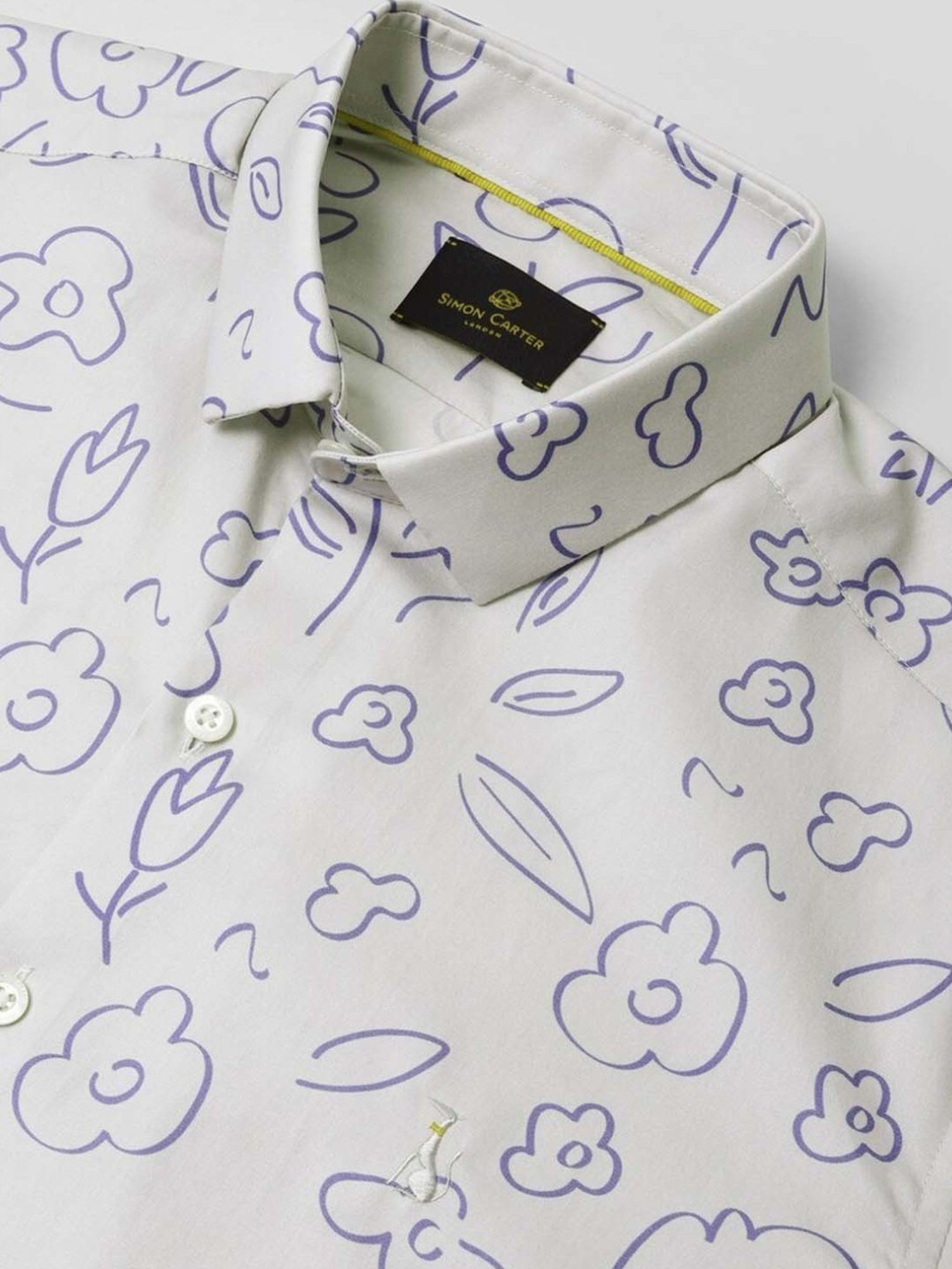 Simon Carter London Grey Printed Slim Fit Shirt