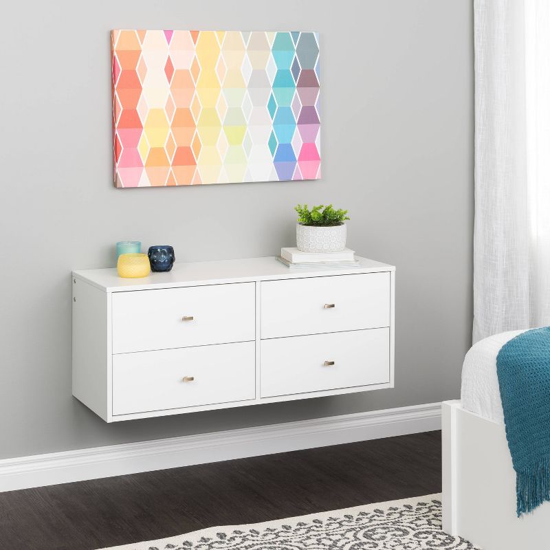 Floating 4 Drawers Dresser White - Prepac