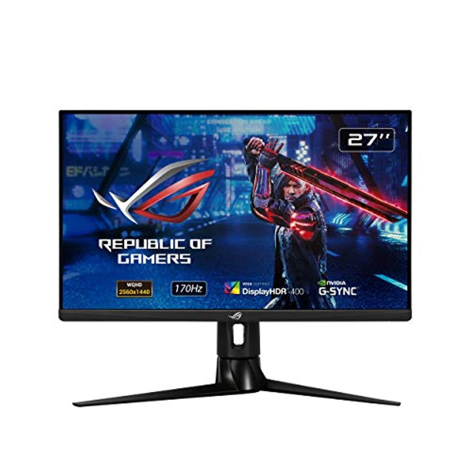 ASUS ROG Strix XG27AQ 27? HDR Gaming Monitor, 1440P WQHD (2560 x 1440), Fast IPS, 170Hz, 1ms, G-SYNC Compatible, Extreme Low Motion Blur Sync, Eye Care, HDMI DisplayPort USB 3.0 Hub, DisplayH (XG27AQ)
