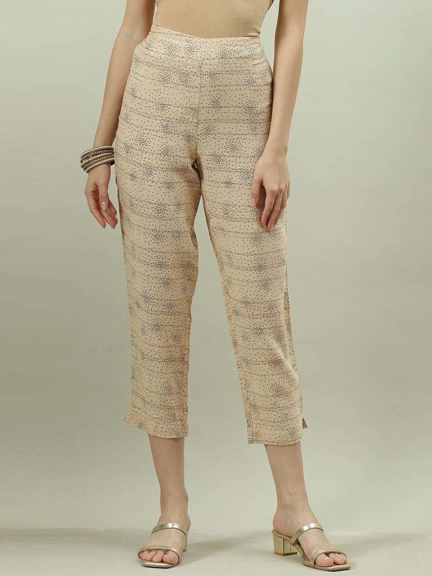 Biba Beige Printed Pant