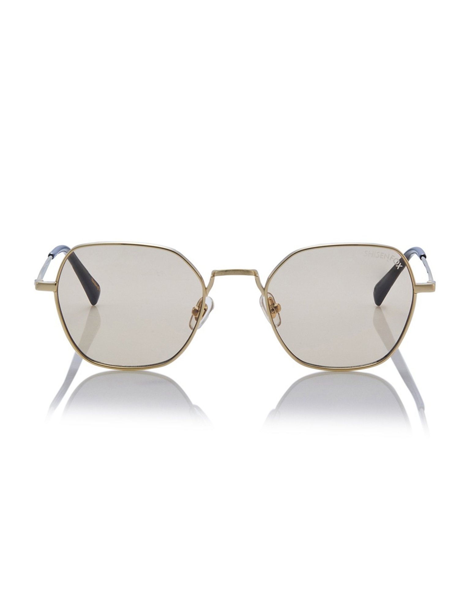 Shisen Fox Tokyo Dark Gold-Light Brown Geometric Unisex UV Protection Sunglasses -51 mm