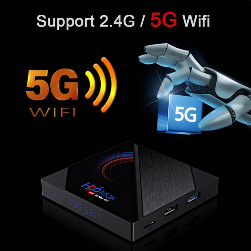 H96 MAX Android 10.0 4GB+64GB 5G WIFI BT 4K Smart TV Box Quad Core 3D Media Player