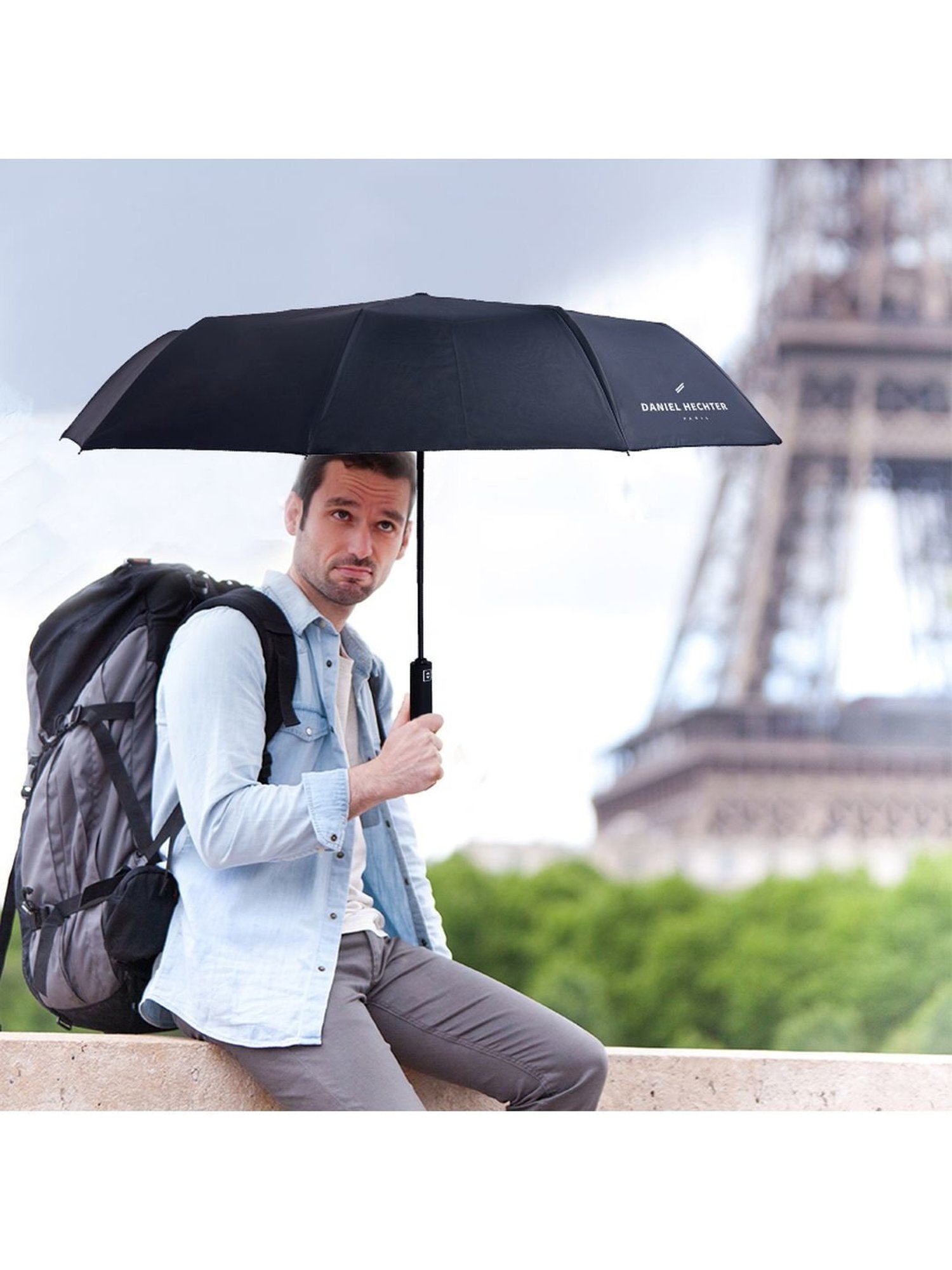 Daniel Hechter Auto Open & Close UV Protection Black Umbrella